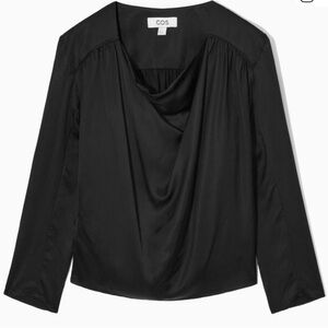 COS Black Cowl Neck Long Sleeve Blouse